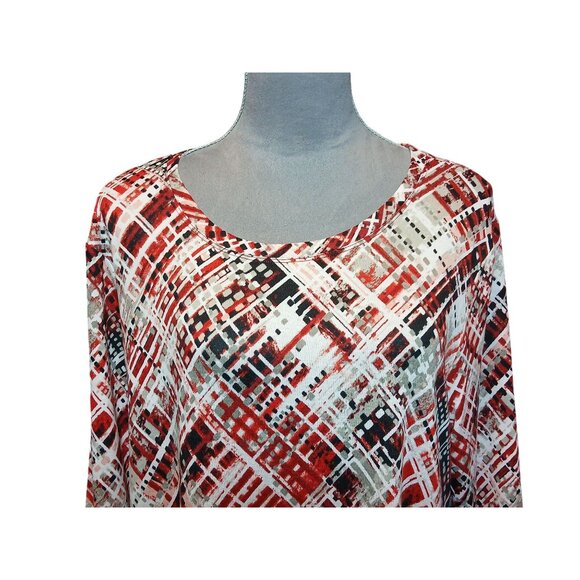 Ruby Rd 3/4 Sleeve Knit Tunic Top Womens XL Geometric Print Corpcore Grannycore - Picture 9 of 10
